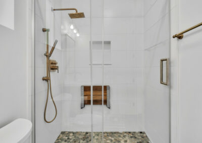 Snap ADU-Carlsbad-Shorebird-1BR 1BA-484 sqft-Bathroom-Shower-Custom Tile-Champagne Bronze Fixture