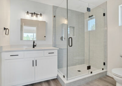 Snap ADU- Encinitas-Double LL Ranch-2BR2BA 1200 sqft-Master Bathroom-Glass Shower-Tiled Shower-Vanity Mirror