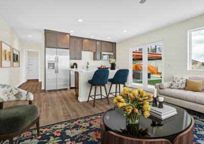 Snap ADU San Diego Calle Empinada 1BR1BA 700sqft-Living Room-Kitchen-Island-French Doors-Staged