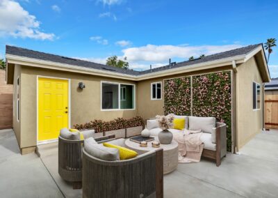 Snap ADU San Diego Cherokee Ave One Story 2BR2BA 749sqft L-Shape-Exterior-Yellow Door-Staged