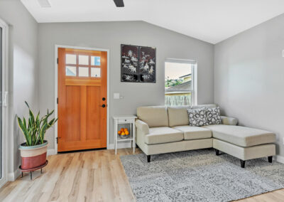 Snap ADU-San Diego-Gainsborough Ave-1BR 1BA 499 sqft-Living Room-Custom Wood Door
